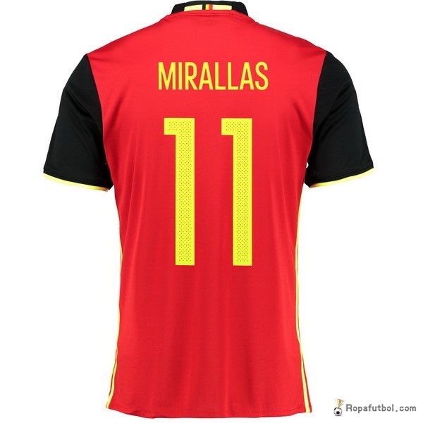 Camiseta Belgica Replica Primera Ropa Mirallas 2016 Rojo Negro